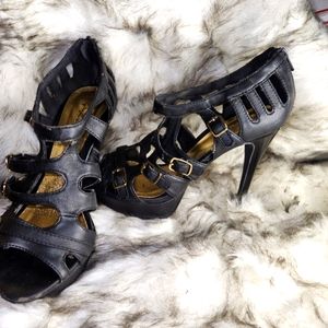 Black peep toe high heels